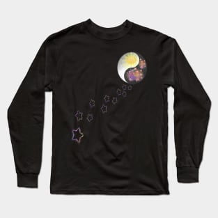 Yin & Yang Moon, Sun & Stars Graphic Art Spiritual Gifts Long Sleeve T-Shirt